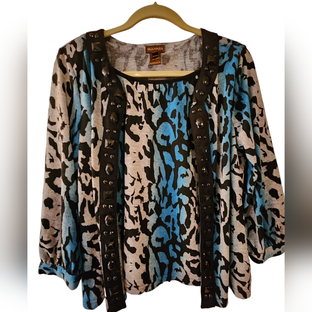 Multiples Medium 100% Polyester Attached Cardigan… - image 1